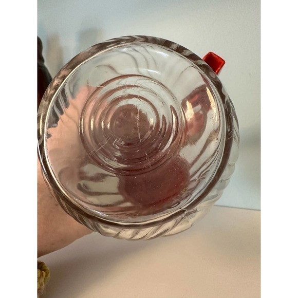 Vintage Federal Tool glass syrup dispenser with red plastic top - Picture 7 of 12